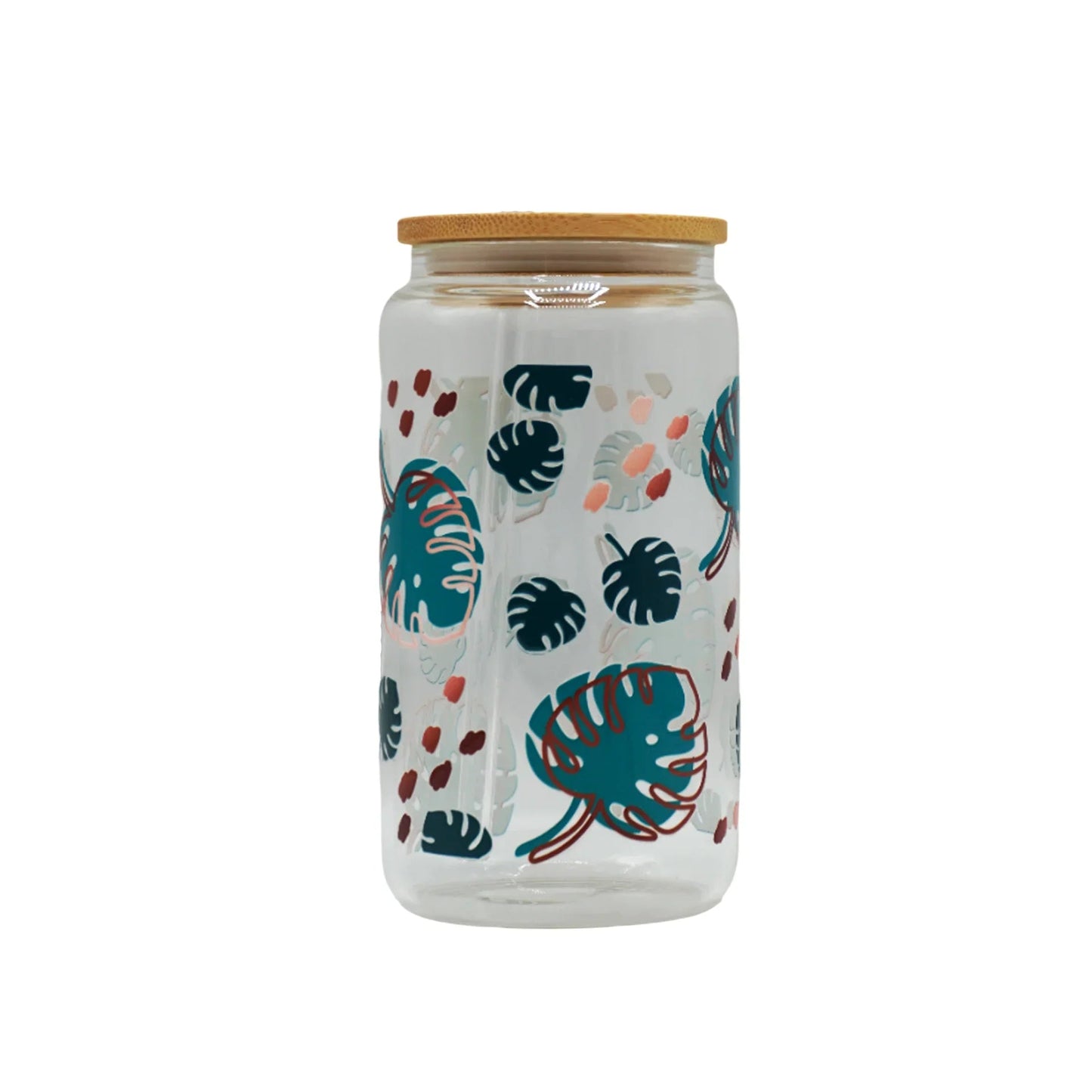 450ML Glass Can with Lid and Glass Straw