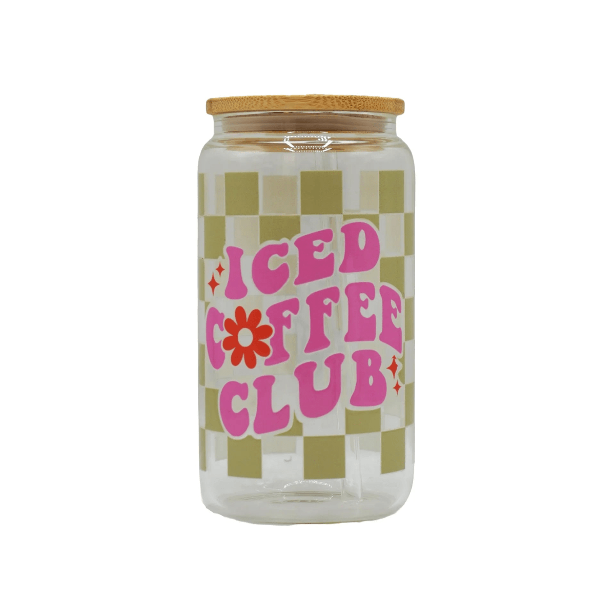 450ML Glass Can with Lid and Glass Straw