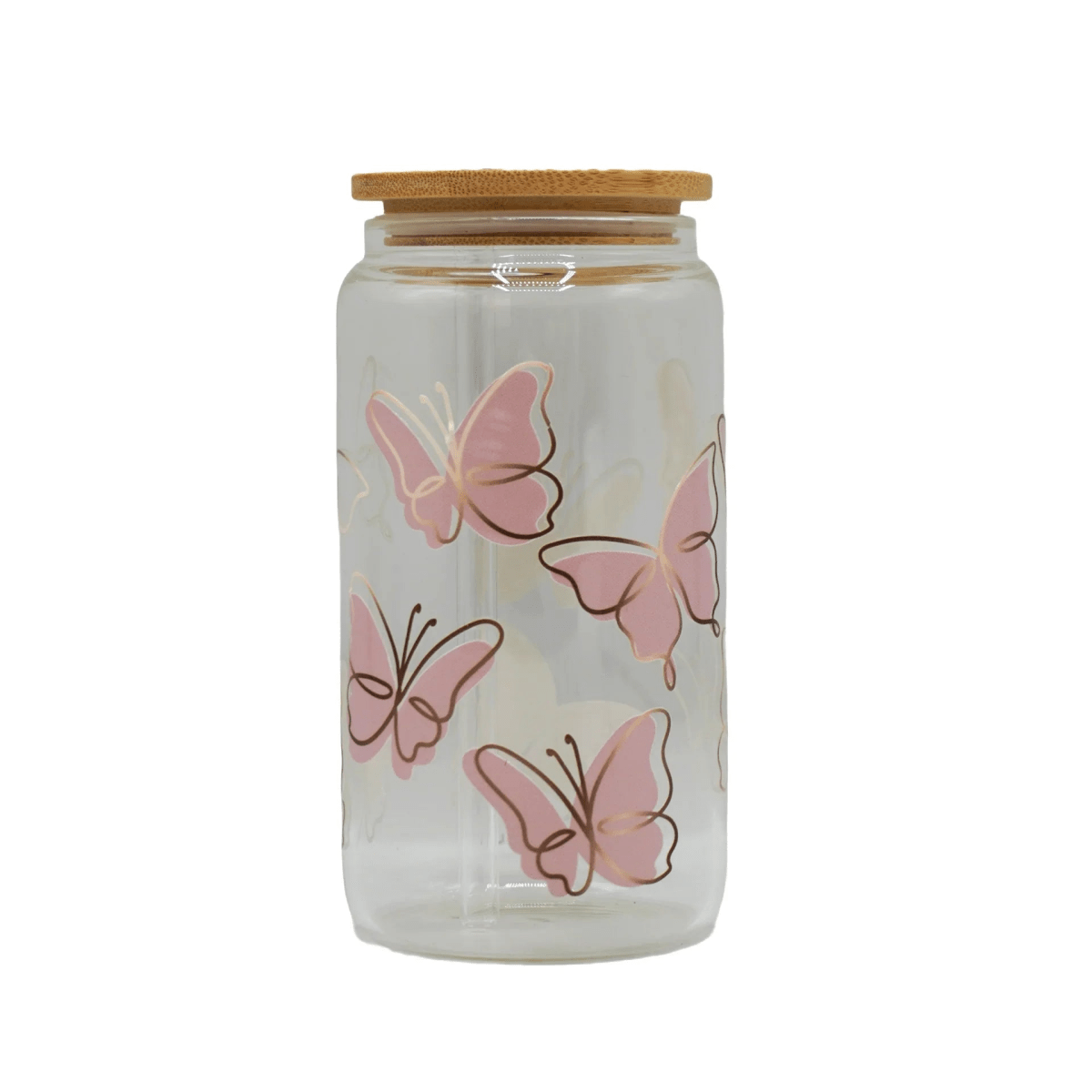 450ML Glass Can with Lid and Glass Straw