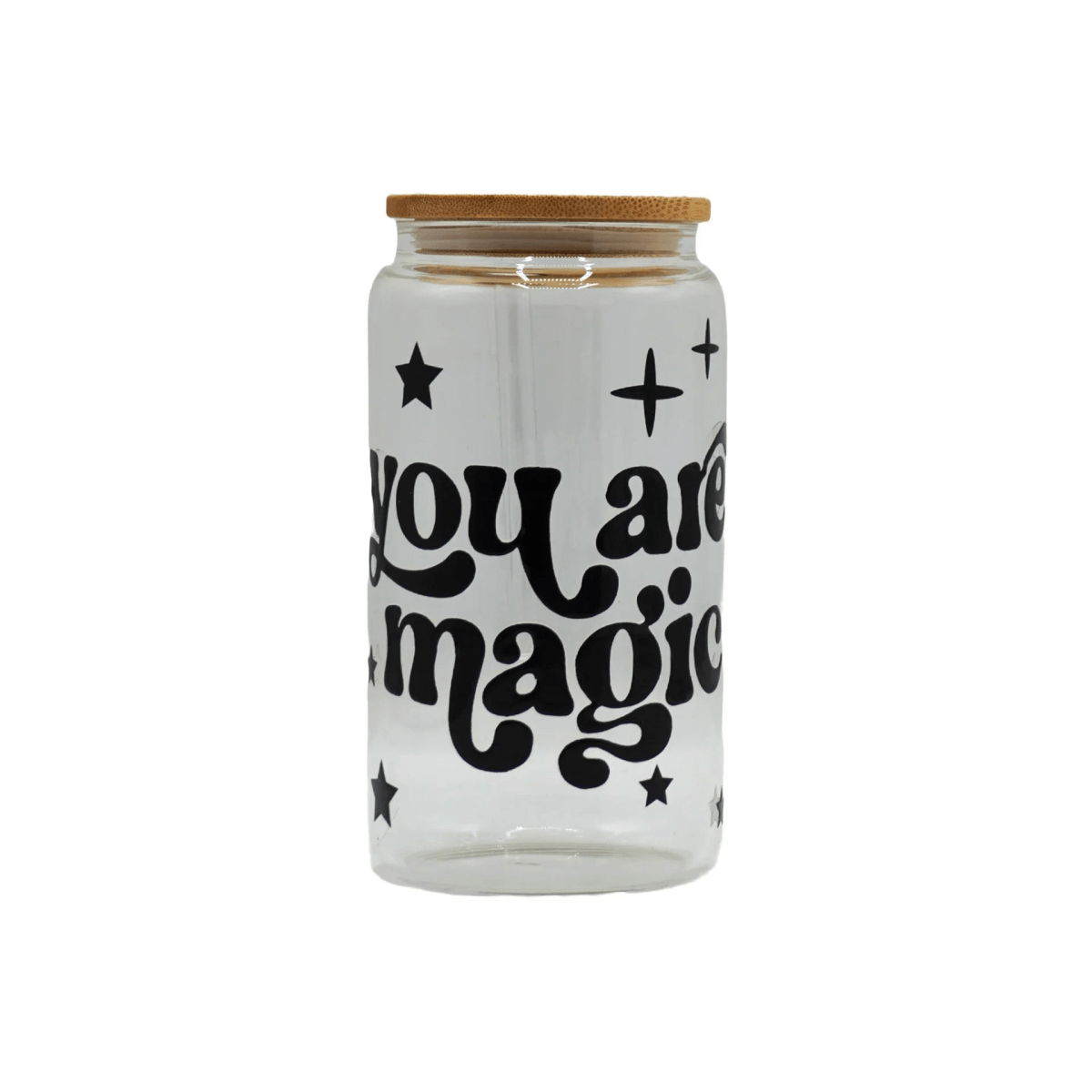 450ML Glass Can with Lid and Glass Straw