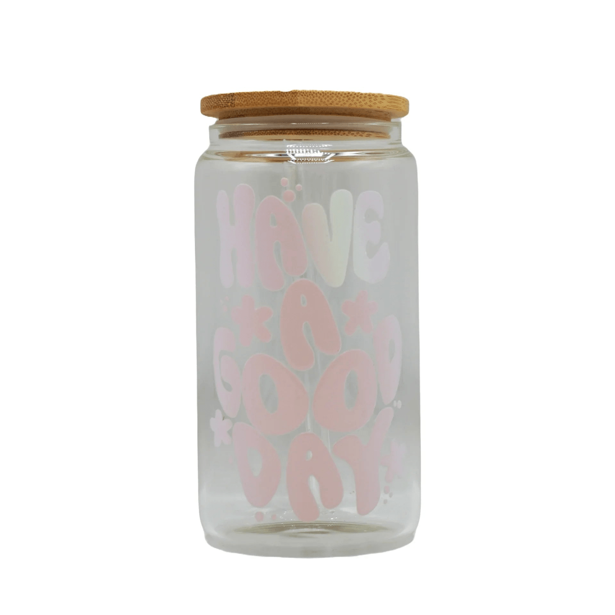 450ML Glass Can with Lid and Glass Straw