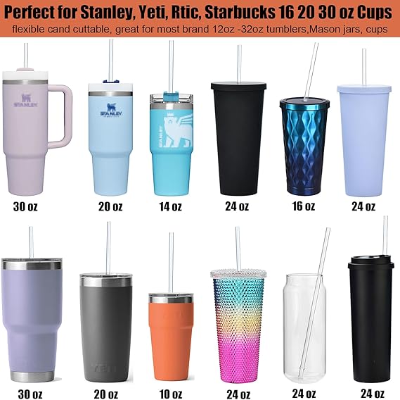 Replacement Straws Compatible Stanley 40oz Tumbler Plastic Clear Reusable For Travel Tumbler Ice Cup Straw Set - Lyverro
