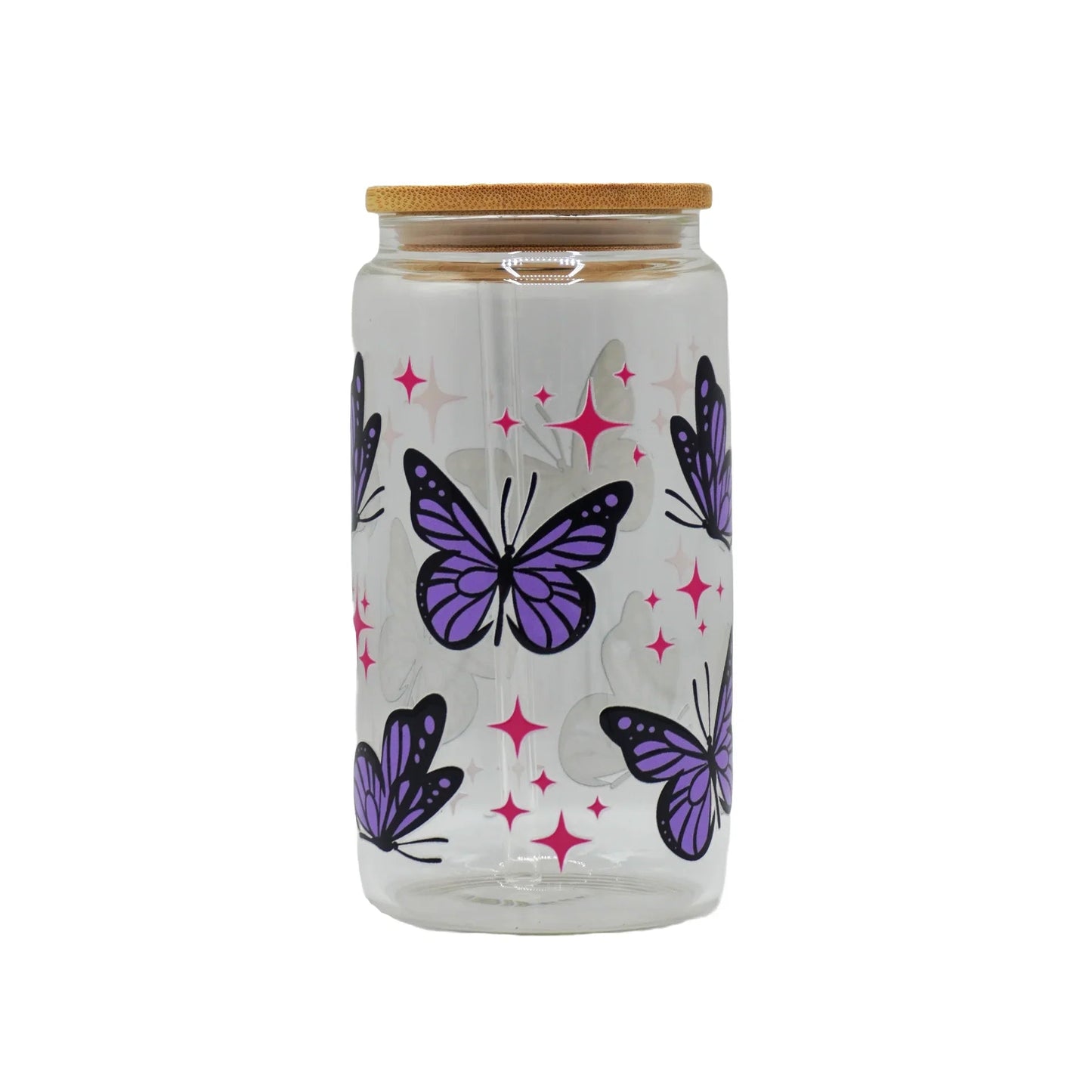 450ML Glass Can with Lid and Glass Straw - Lyverro
