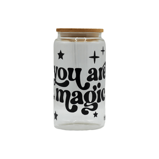 450ML Glass Can with Lid and Glass Straw