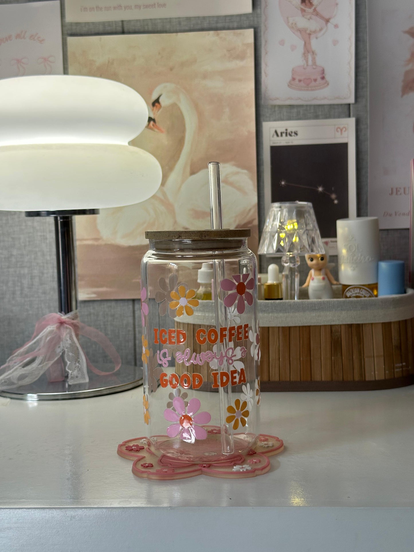 450ML Glass Can with Lid and Glass Straw - Lyverro