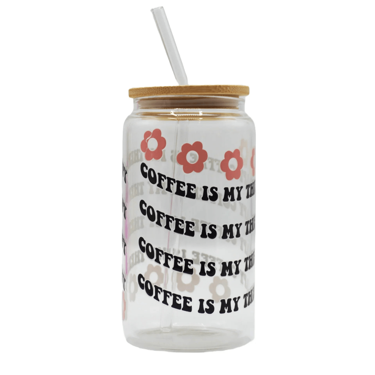 450ML Glass Can with Lid and Glass Straw