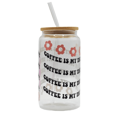 450ML Glass Can with Lid and Glass Straw