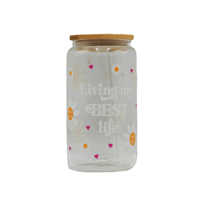 450ML Glass Can with Lid and Glass Straw - Lyverro
