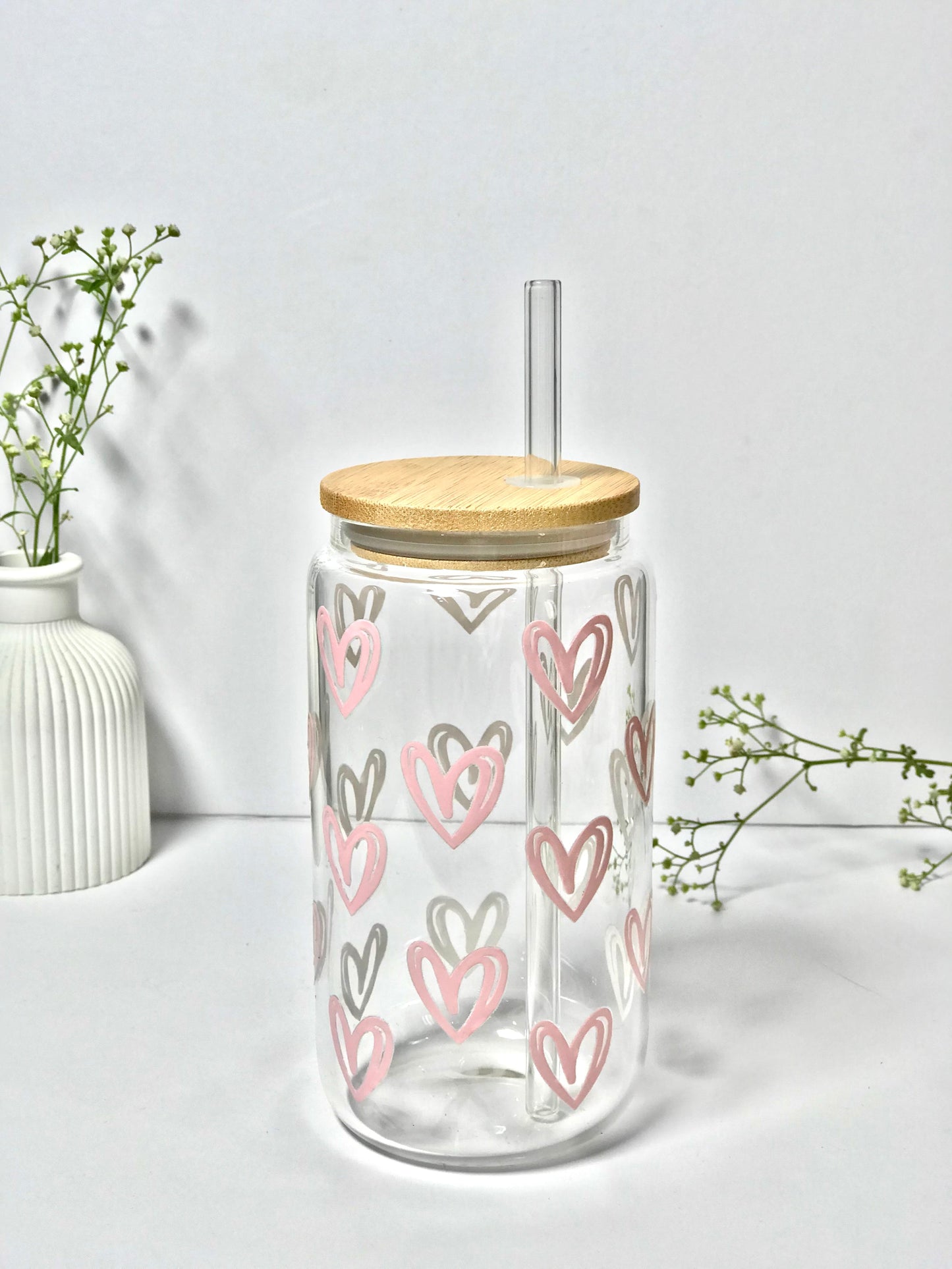 450ML Glass Can with Lid and Glass Straw