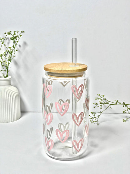 450ML Glass Can with Lid and Glass Straw