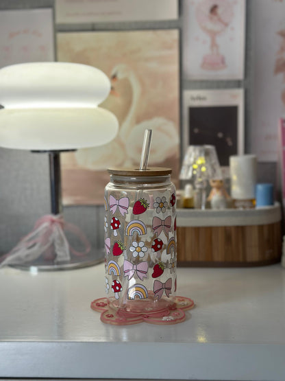 450ML Glass Can with Lid and Glass Straw