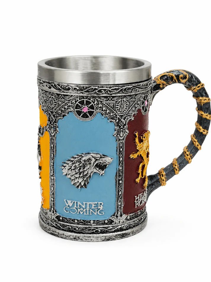 Game of Thrones Inspired Viking Mug – Stainless Steel Medieval Tankard with Resin Handle - Lyverro
