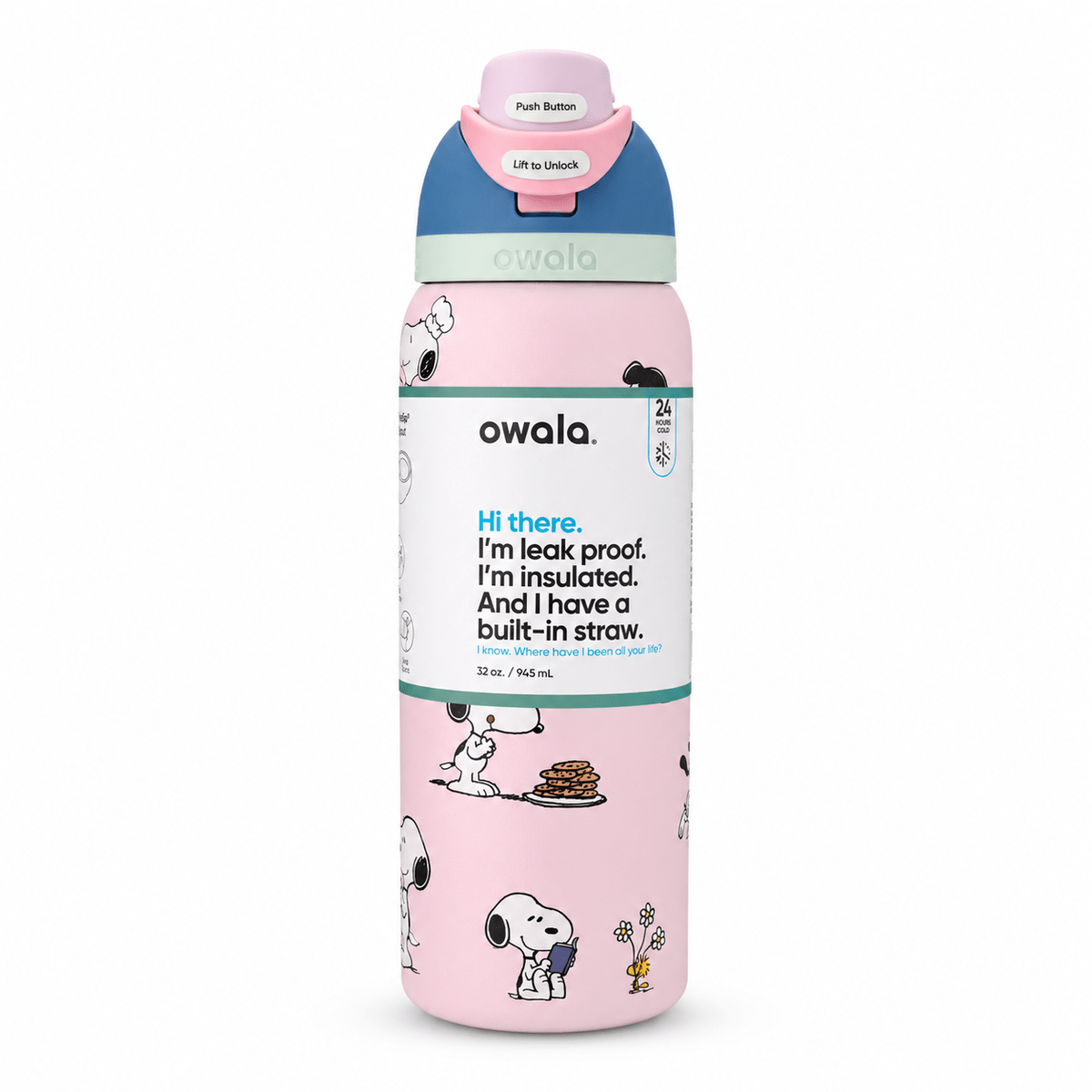 Owala Snoopy 24oz Black Insulated Water Bottle - Lyverro