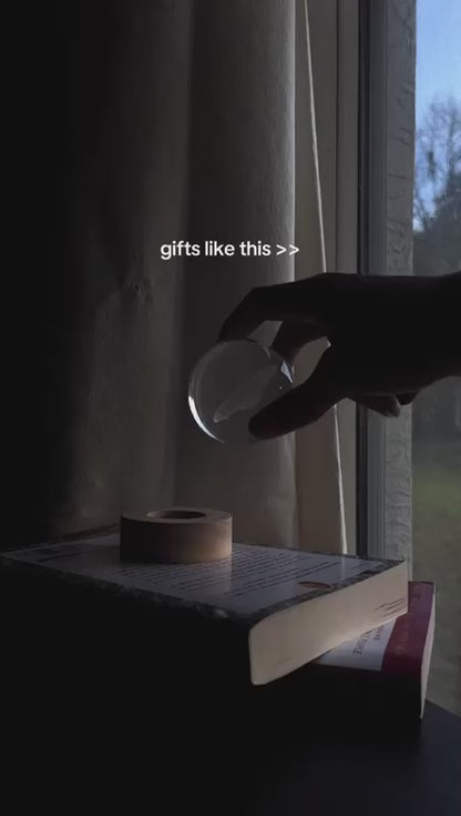 3D Laser Engraved Crystal Ball LED Night Light with Wooden Base