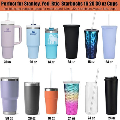 Replacement Straws Compatible Stanley 40oz Tumbler Plastic Clear Reusable For Travel Tumbler Ice Cup Straw Set - Lyverro