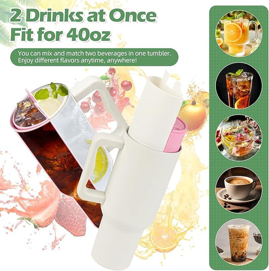 Silicone 2in1 Cup Drink Divider Compatible with Stanley Tumbler 40 Oz Cup Separator for Dual sided Drink Double Drinks - Lyverro