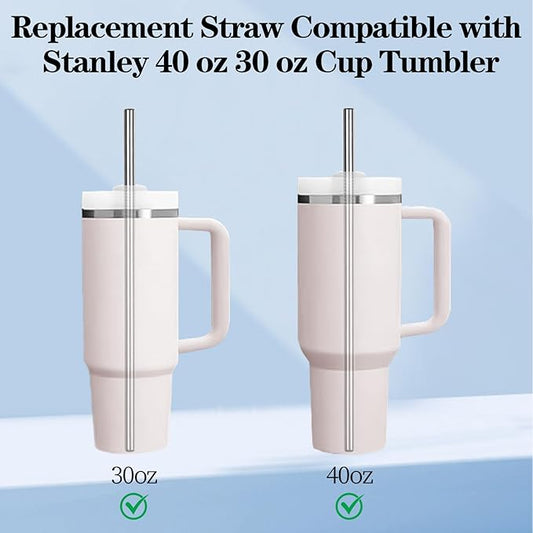 Stainless Steel Straw Replacement for Stanley 40 Oz Compatible for 40oz Stanley Cup Tumbler - Lyverro