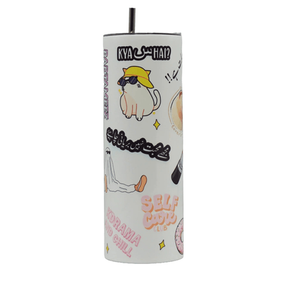Stainless Steel Tumbler with Plastic Straw - Lyverro