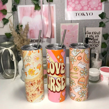 Stainless Steel Tumbler with Plastic Straw