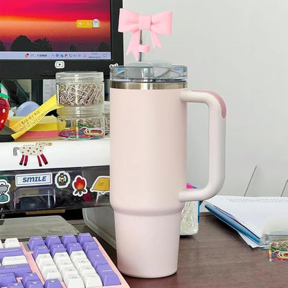 Straw Cover Cap for Stanley & other Tumblers, Cup Silicone Straw Topper Compatible with 30 & 40 Oz with Handle 10mm Straw Tip Covers - Lyverro