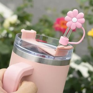 Straw Cover Cap for Stanley & other Tumblers, Cup Silicone Straw Topper Compatible with 30 & 40 Oz with Handle 10mm Straw Tip Covers - Lyverro