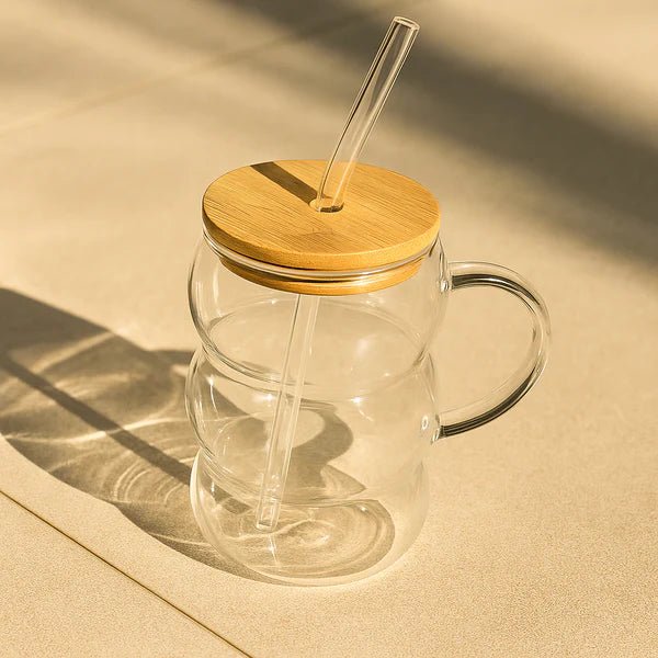 Transparent Bubble Glass Mug with Straw - Lyverro