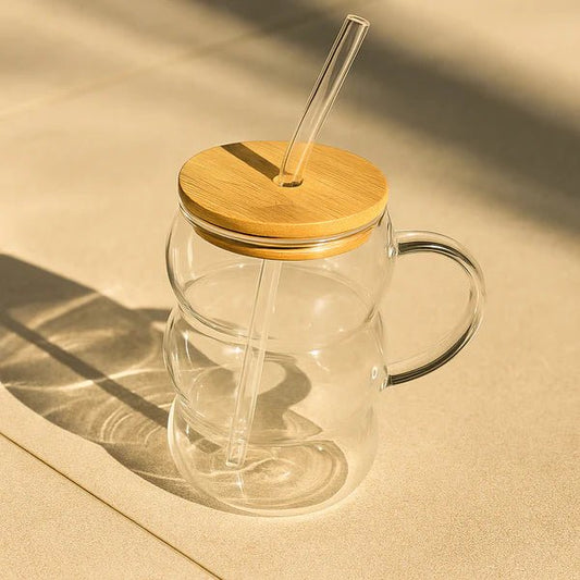 Transparent Bubble Glass Mug with Straw - Lyverro